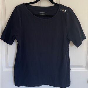 Talbots Dark Blue Button-Shoulder Tee women’s size medium